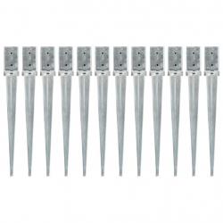 Piquets au sol 12 pcs Argenté 8x8x76 cm Acier galvanisé alsavelo