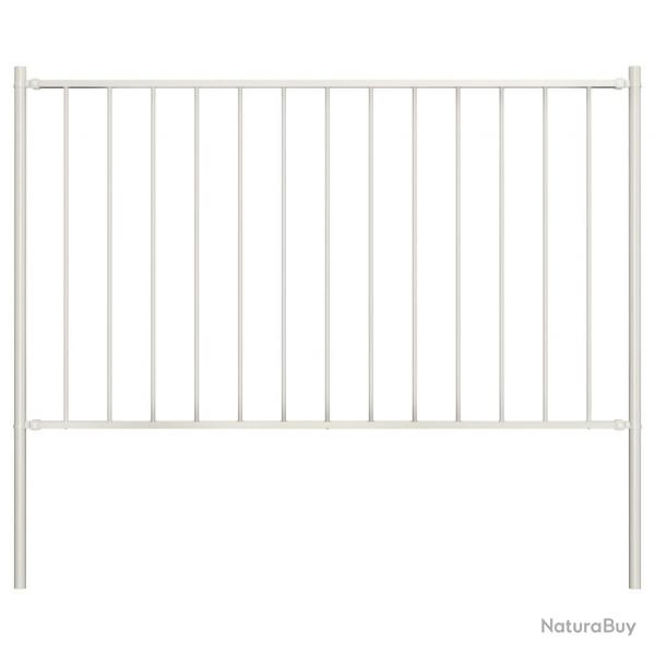 Panneau de clture poteau Acier enduit poudre 1,7x1,25 m Blanc alsavelo