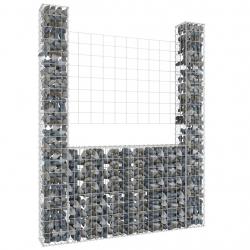 Panier de gabion en forme de U avec 2 poteaux Fer 140x20x200 cm alsavelo