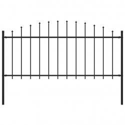 Clôture de jardin à dessus en lance Acier (0,5-0,75)x1,7 m Noir alsavelo