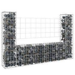Panier de gabion en forme de U avec 2 poteaux Fer 140x20x100 cm alsavelo