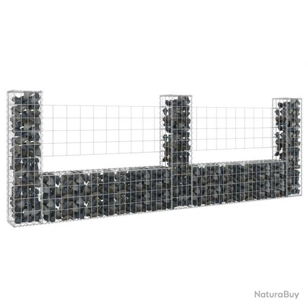 Panier de gabion en forme de U avec 3 poteaux Fer 260x20x100 cm alsavelo