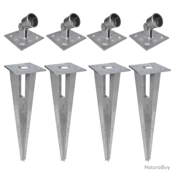 Piquets de poteau d'appui 4 pcs Acier alsavelo