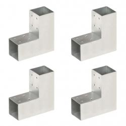 Connecteurs de poteau 4 pcs Forme en L Métal galvanisé 71x71 mm alsavelo