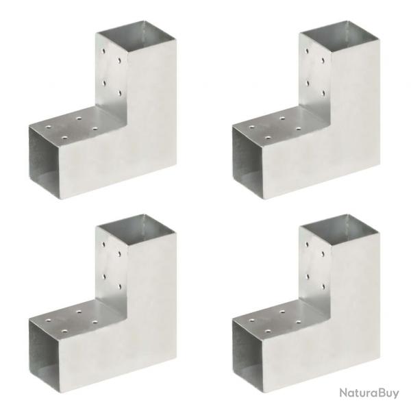 Connecteurs de poteau 4 pcs Forme en L Mtal galvanis 71x71 mm alsavelo