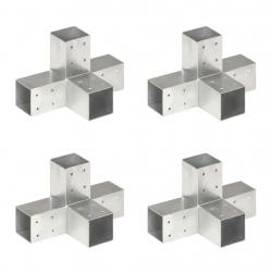 Connecteurs de poteau 4 pcs Forme en X Métal galvanisé 71x71 mm alsavelo