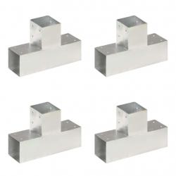 Connecteurs de poteau 4 pcs Forme en T Métal galvanisé 91x91 mm alsavelo