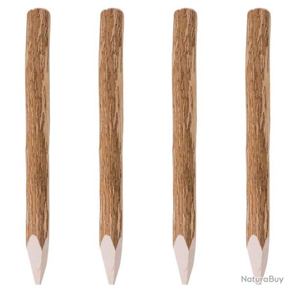 Poteaux pointus de clture 4 pcs Bois de noisetier 90 cm alsavelo