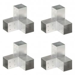 Connecteurs de poteau 4 pcs Forme en Y Métal galvanisé 81x81 mm alsavelo