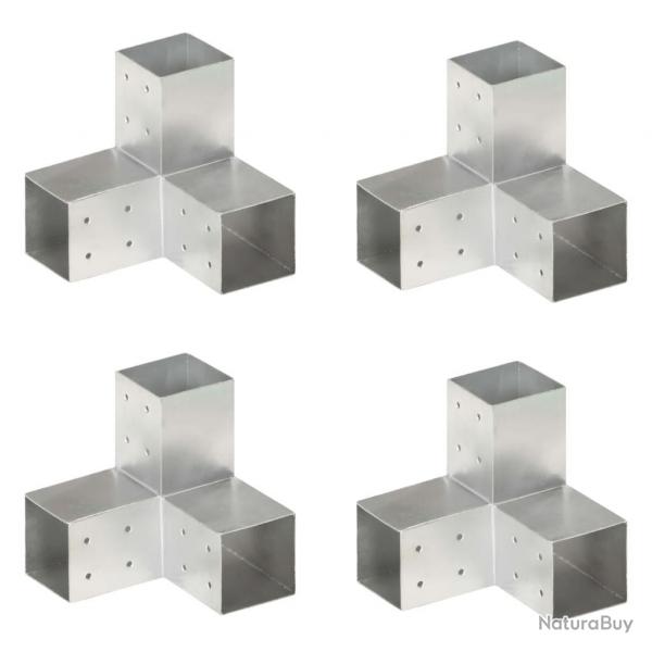 Connecteurs de poteau 4 pcs Forme en Y Mtal galvanis 81x81 mm alsavelo