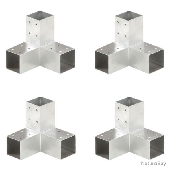 Connecteurs de poteau 4 pcs Forme en Y Mtal galvanis 71x71 mm alsavelo