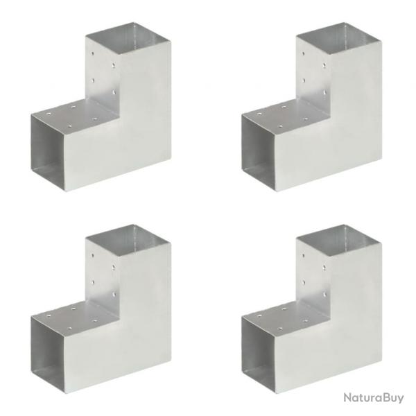 Connecteurs de poteau 4 pcs Forme en L Mtal galvanis 91x91 mm alsavelo