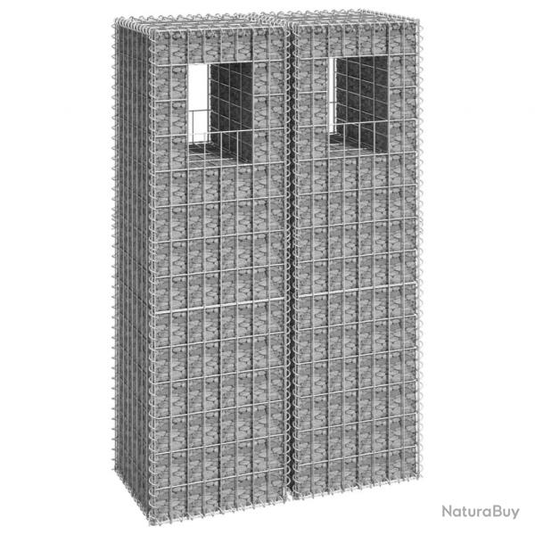 Poteaux  panier de gabion 2 pcs 40x40x140 cm Fer alsavelo