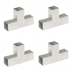 Connecteurs de poteau 4 pcs Forme en T Métal galvanisé 71x71 mm alsavelo