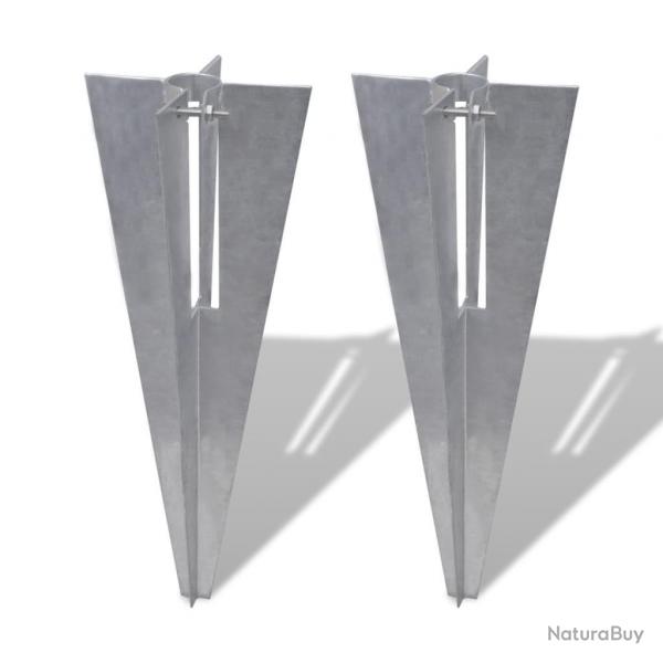 Piquets de poteau de clture 2 pcs acier alsavelo