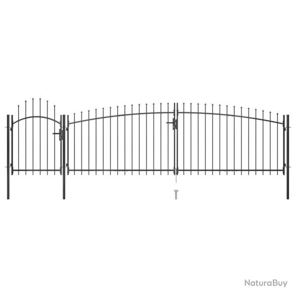 Portail de clture de jardin avec dessus en lance 5x1,75 m Noir alsavelo