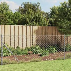 Clôture en mailles de chaîne avec bride argenté 1x25 m alsavelo