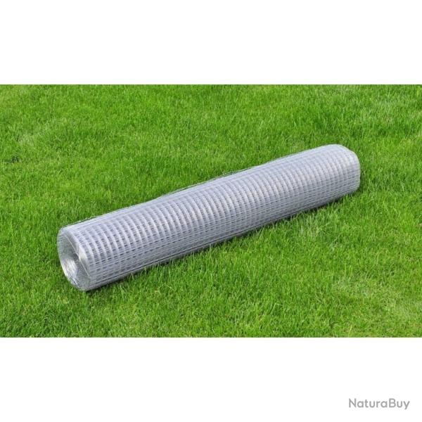 Clture en treillis acier galvanis carr 1x25 m argent alsavelo