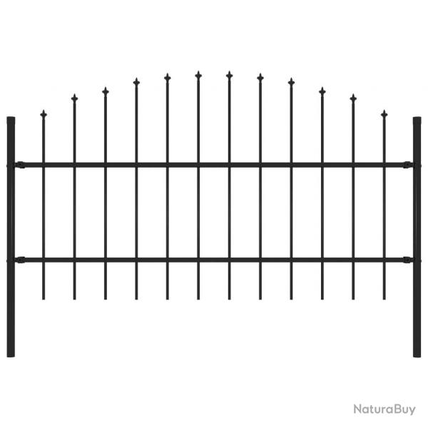 Clture de jardin avec dessus en lance Acier 1,7 m Noir alsavelo