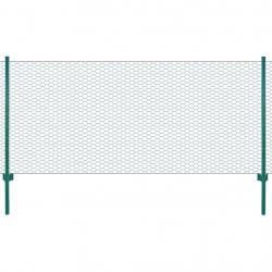Clôture en grillage métallique avec poteaux Acier 25x0,5 m Vert alsavelo