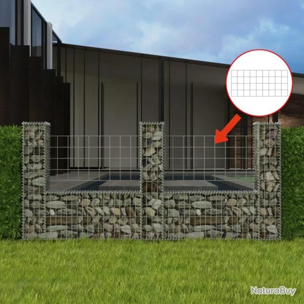 Panier de gabion en forme de U Acier galvanis 240x20x100 cm alsavelo