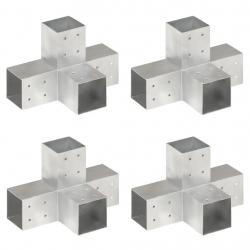 Connecteurs de poteau 4 pcs Forme en X Métal galvanisé 81x81 mm alsavelo