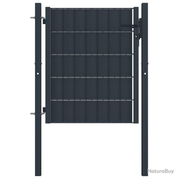 Portail de clture PVC et acier 100x81 cm Anthracite alsavelo