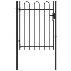 Portillon simple porte avec dessus arqué Acier 1x1,2 m Noir alsavelo