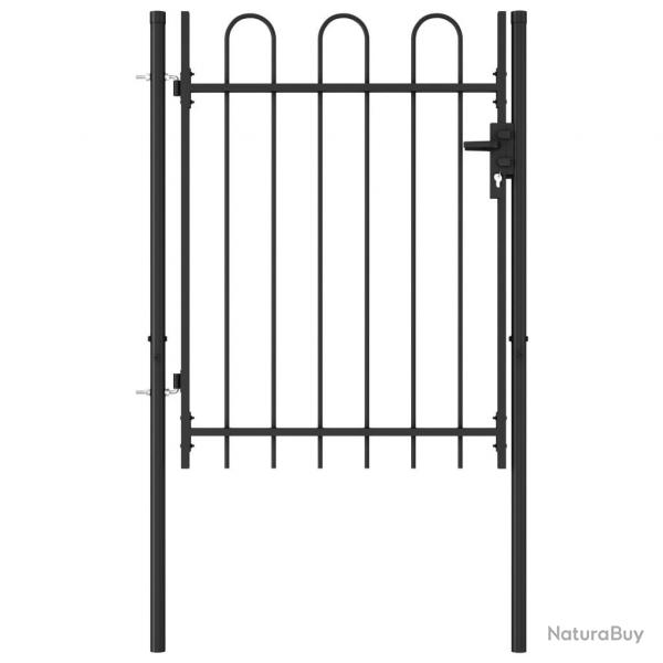 Portillon simple porte avec dessus arqu Acier 1x1,2 m Noir alsavelo