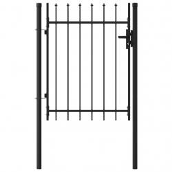 Portillon simple porte avec dessus à pointe Acier 1x1,2 m Noir alsavelo
