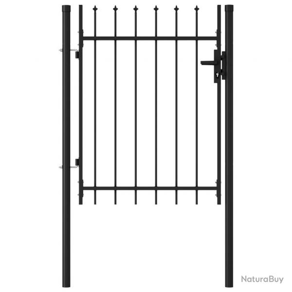 Portillon simple porte avec dessus  pointe Acier 1x1,2 m Noir alsavelo