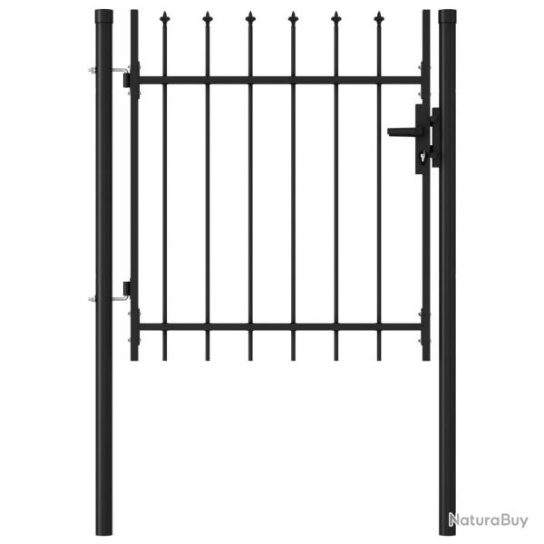 Portillon simple porte avec dessus  pointe Acier 1x1 m Noir alsavelo