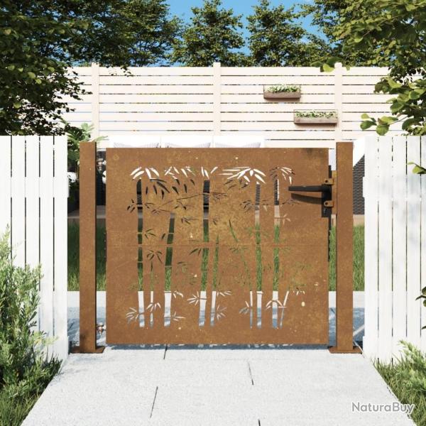 Portail de jardin 105x80 cm acier corten design de bambou alsavelo