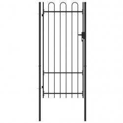 Portillon simple porte avec dessus arqué Acier 1x2 m Noir alsavelo