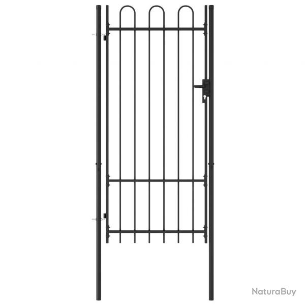 Portillon simple porte avec dessus arqu Acier 1x2 m Noir alsavelo