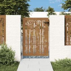 Portail de jardin 85x150 cm acier corten design de bambou alsavelo