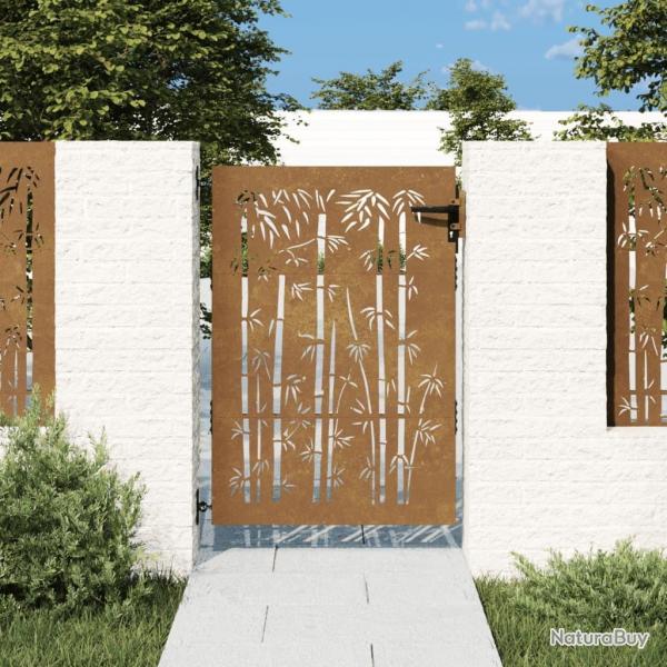 Portail de jardin 85x150 cm acier corten design de bambou alsavelo
