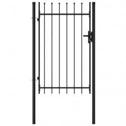 Portillon simple porte avec dessus à pointe Acier 1x1,5 m Noir alsavelo
