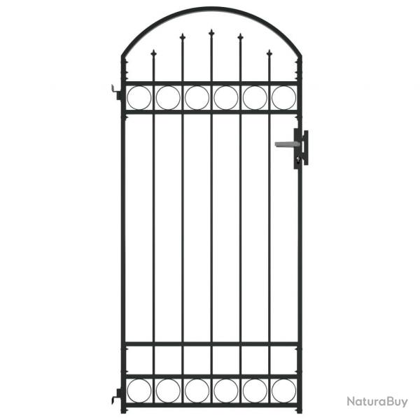 Portail de jardin avec dessus arqu Acier 89x200 cm Noir alsavelo