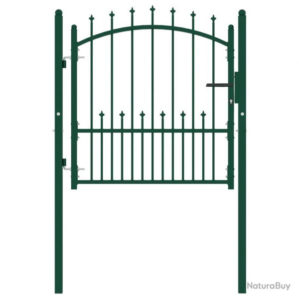 Portail de clture avec pointes Acier 100x100 cm Vert alsavelo