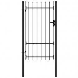 Portillon simple porte avec dessus à pointe Acier 1x1,75 m Noir alsavelo
