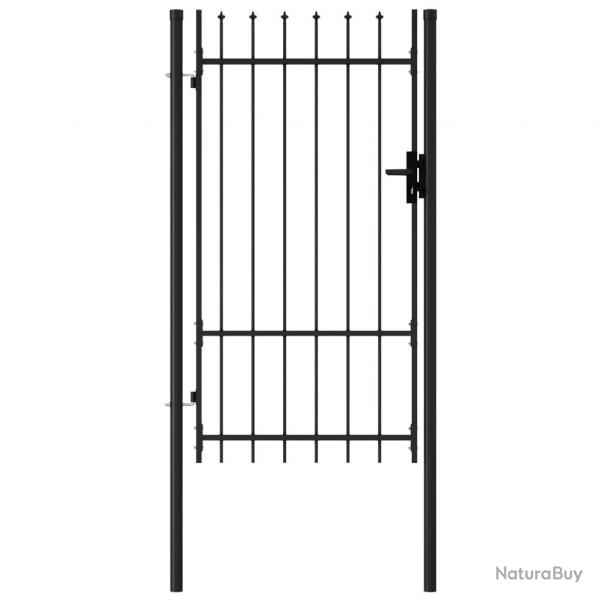 Portillon simple porte avec dessus  pointe Acier 1x1,75 m Noir alsavelo
