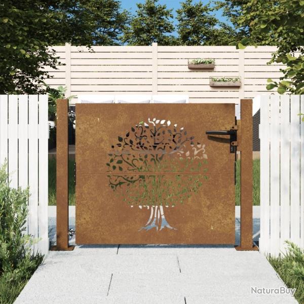 Portail de jardin 105x80 cm acier corten conception de l'arbre alsavelo