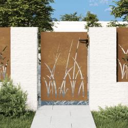 Portail de jardin 85x125 cm acier corten conception d'herbe alsavelo