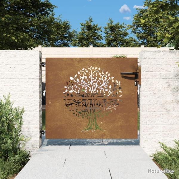 Portail de jardin 85x100 cm acier corten conception de l'arbre alsavelo