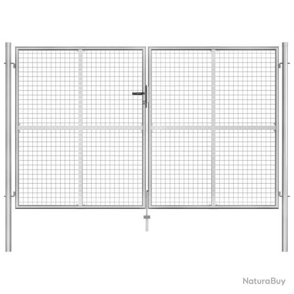 Porte de jardin Acier galvanis 306x200 cm Argent alsavelo