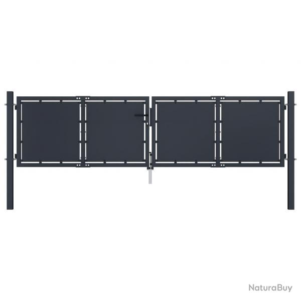 Portail de jardin Acier 300 x 100 cm Anthracite alsavelo