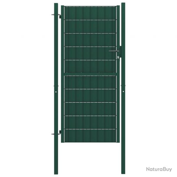 Portail de clture PVC et acier 100x124 cm Vert alsavelo