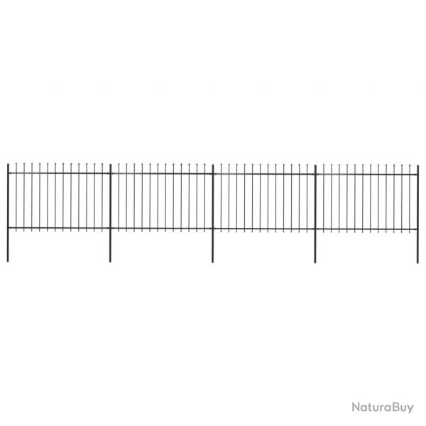 Clture de jardin avec dessus en lance Acier 6,8 x 1,2 m Noir alsavelo