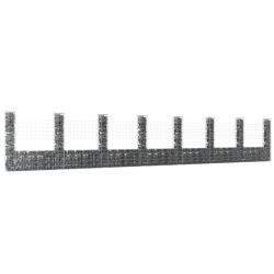 Panier de gabion en forme de U avec 8 poteaux Fer 860x20x150 cm alsavelo